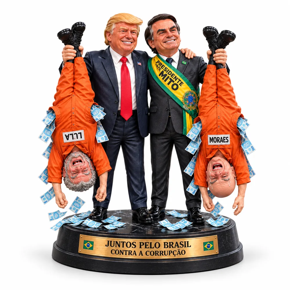 Estatueta 3D Jair e Trump Contra a Corrupção